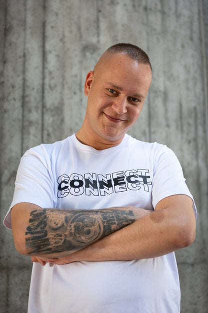 Biała koszulka CONNECT z krótkim rękawem